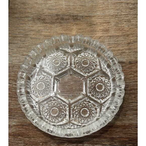 Vtg set 6 Italian Pressed Glass Sawtooth Ashtray Cut Crystal Starburst Pattern - Picture 3 of 8